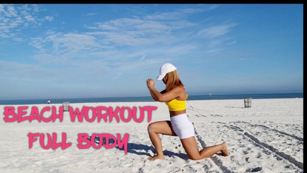 Beach Workout Using Long Band And Body Weight